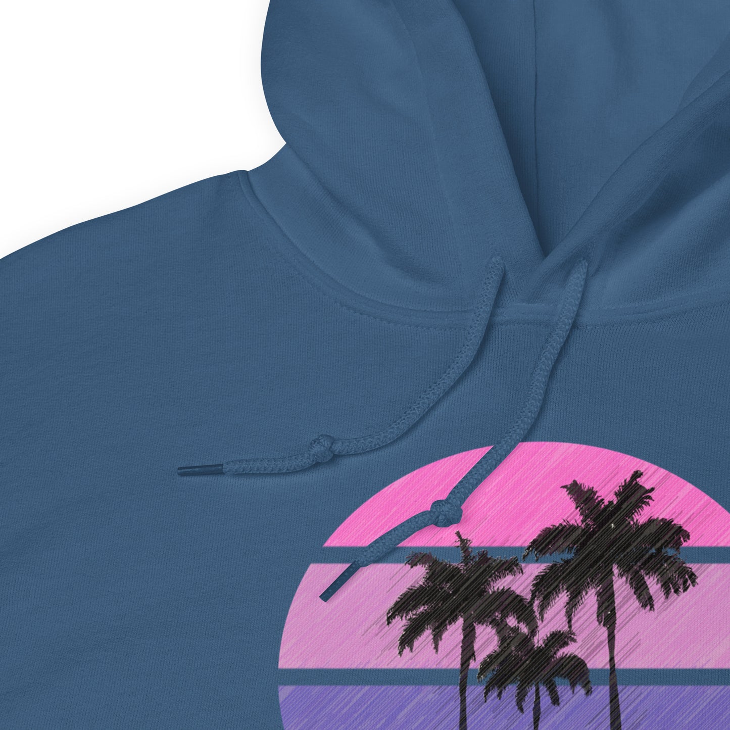 Pink Circle Palm Hoodie || Indigo Blue