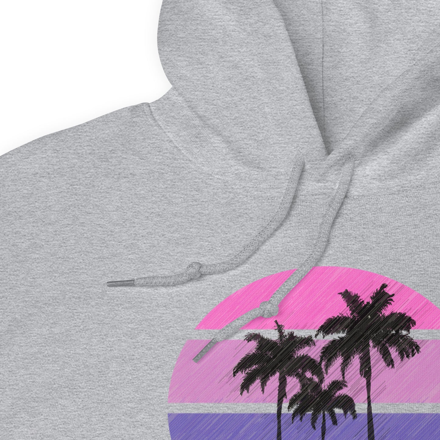 Pink Circle Palm Hoodie || Sport Grey