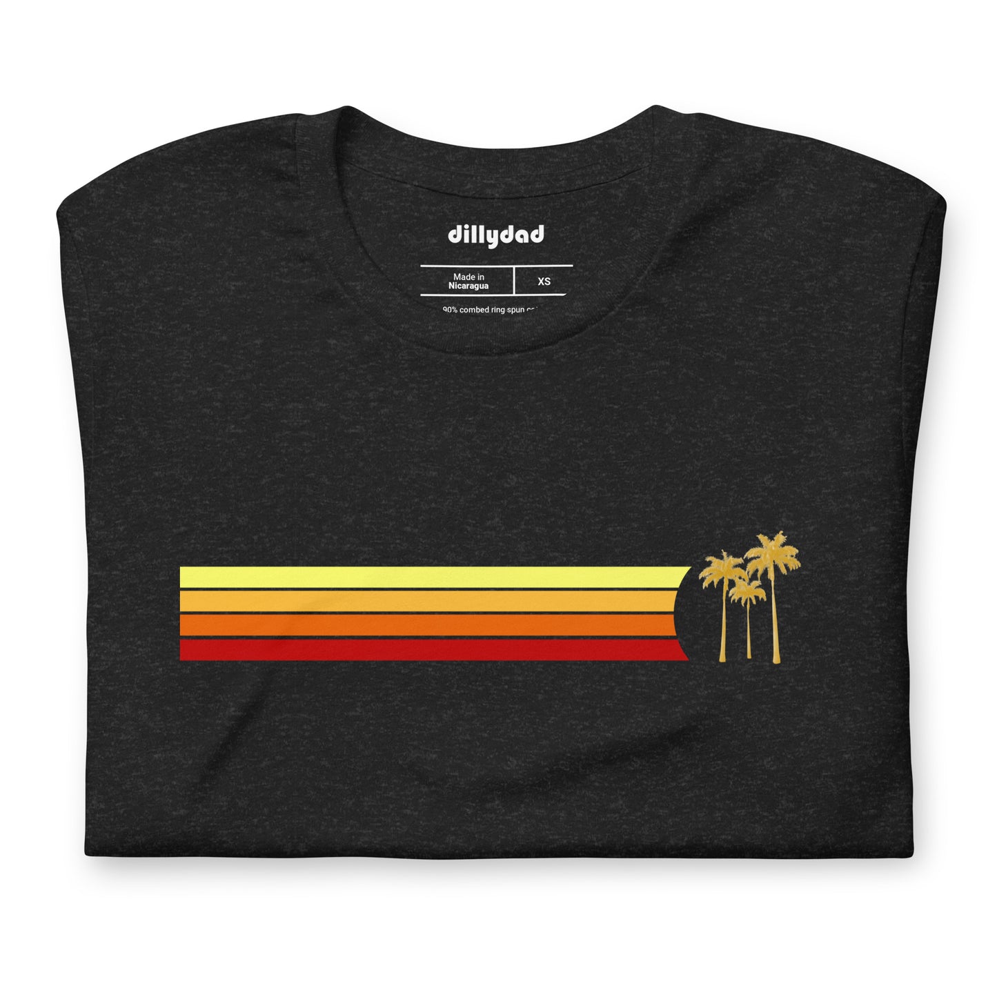 4 Line Gld Palm Tee || Black Heather