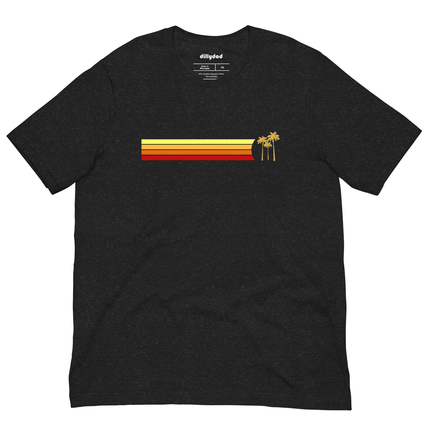 4 Line Gld Palm Tee || Black Heather