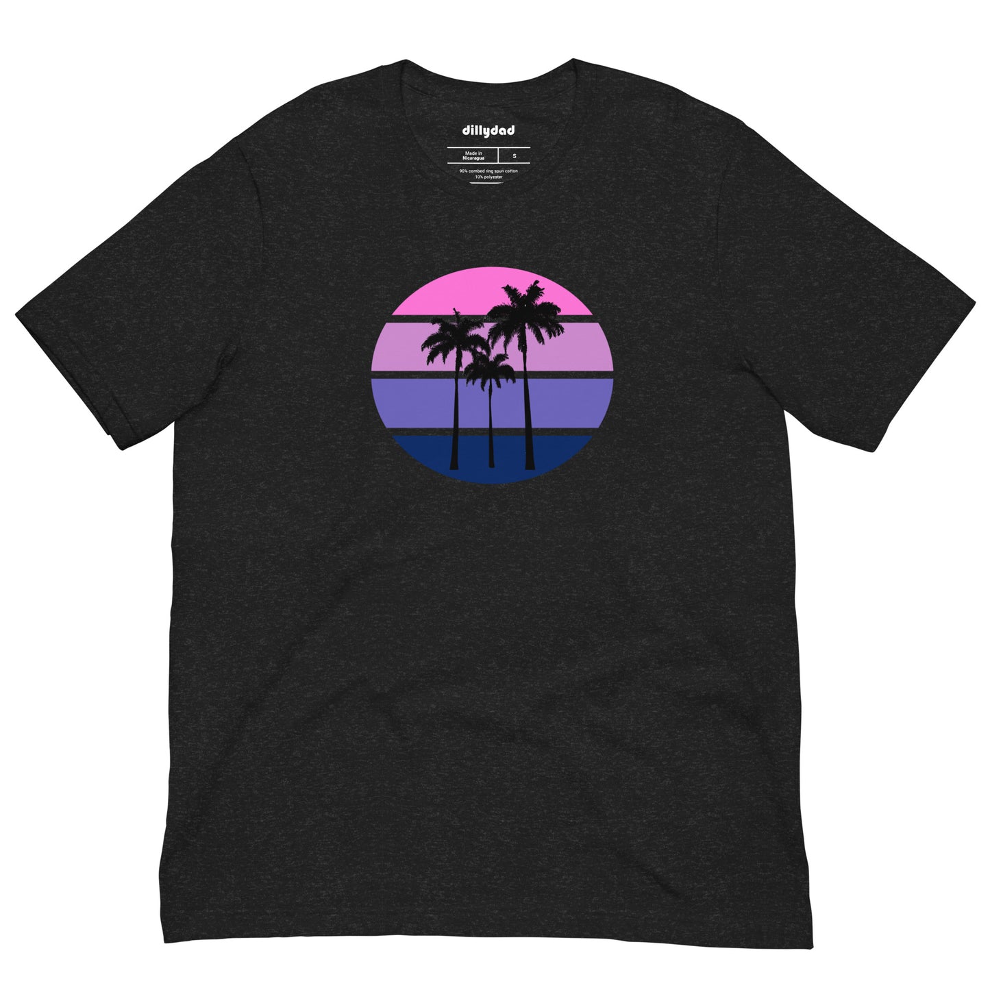 Pink Circle Palm Tee || Black Heather