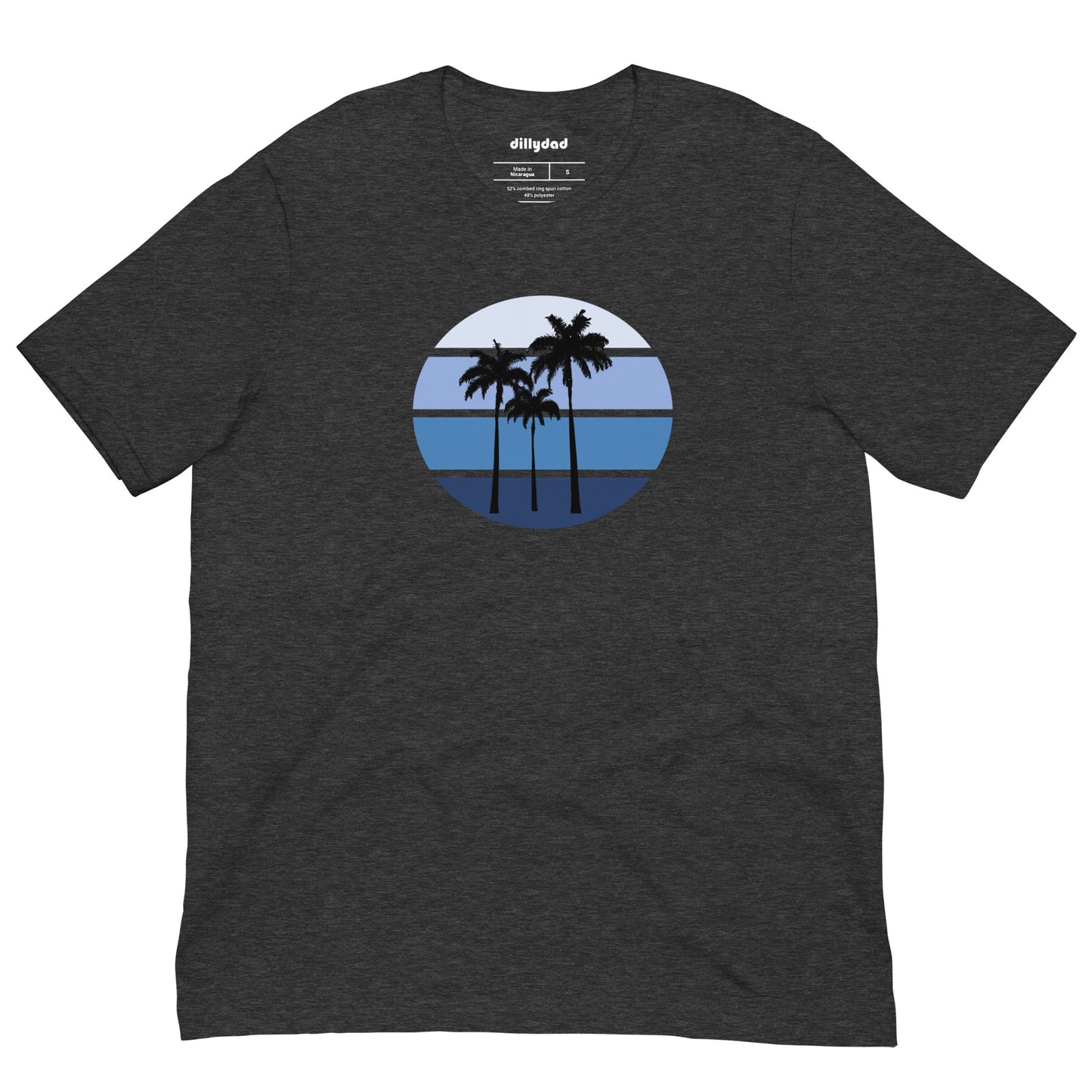 Blue Circle Palm Tee || Dark Grey Heather