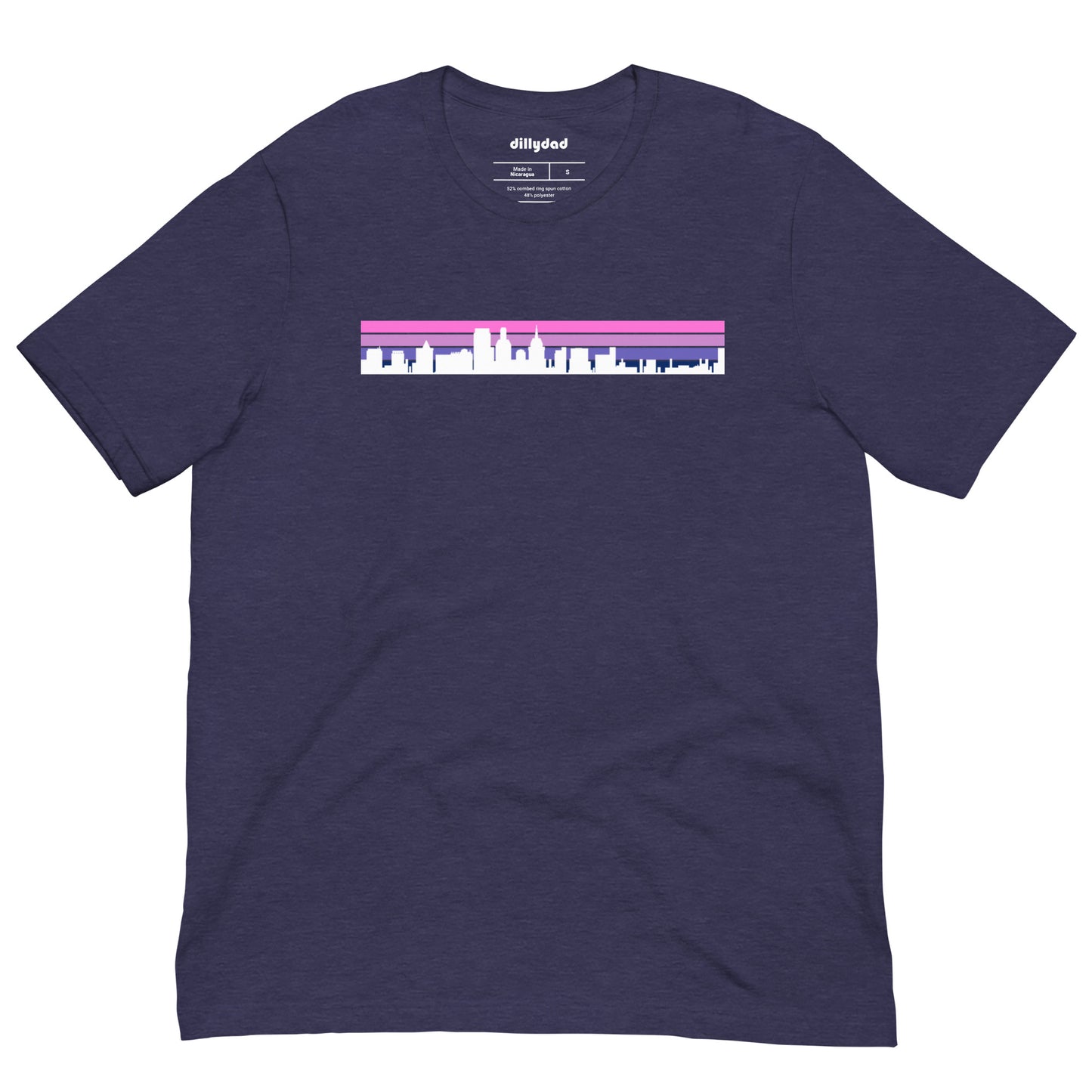 4 Line Pink City Tee || Heather Midnight Navy