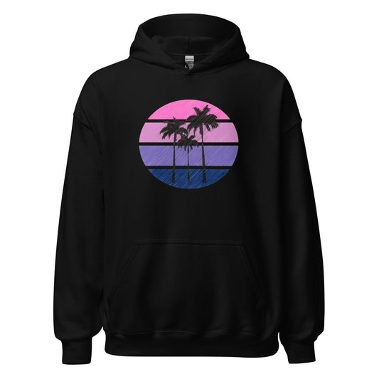 Pink Circle Palm Hoodie || Black