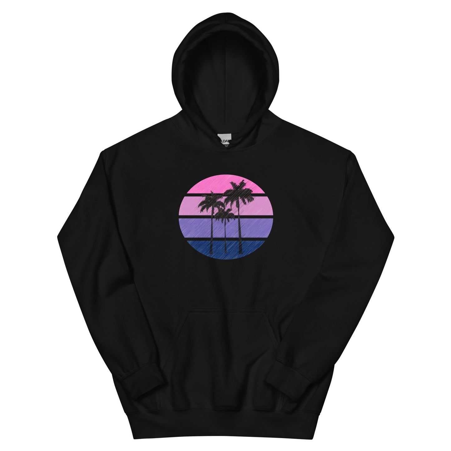 Pink Circle Palm Hoodie || Black