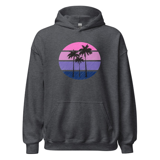 Pink Circle Palm Hoodie || Dark Heather