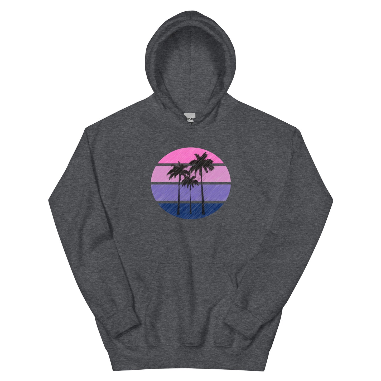 Pink Circle Palm Hoodie || Dark Heather