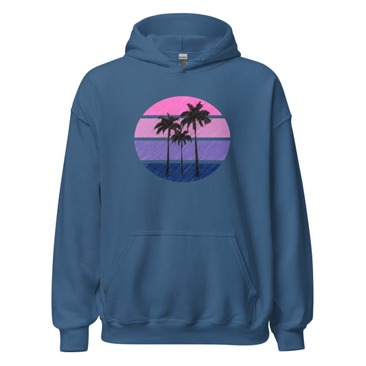 Pink Circle Palm Hoodie || Indigo Blue