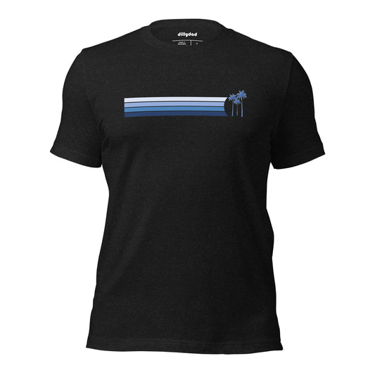 4 Line Blue Palm Tee || Black