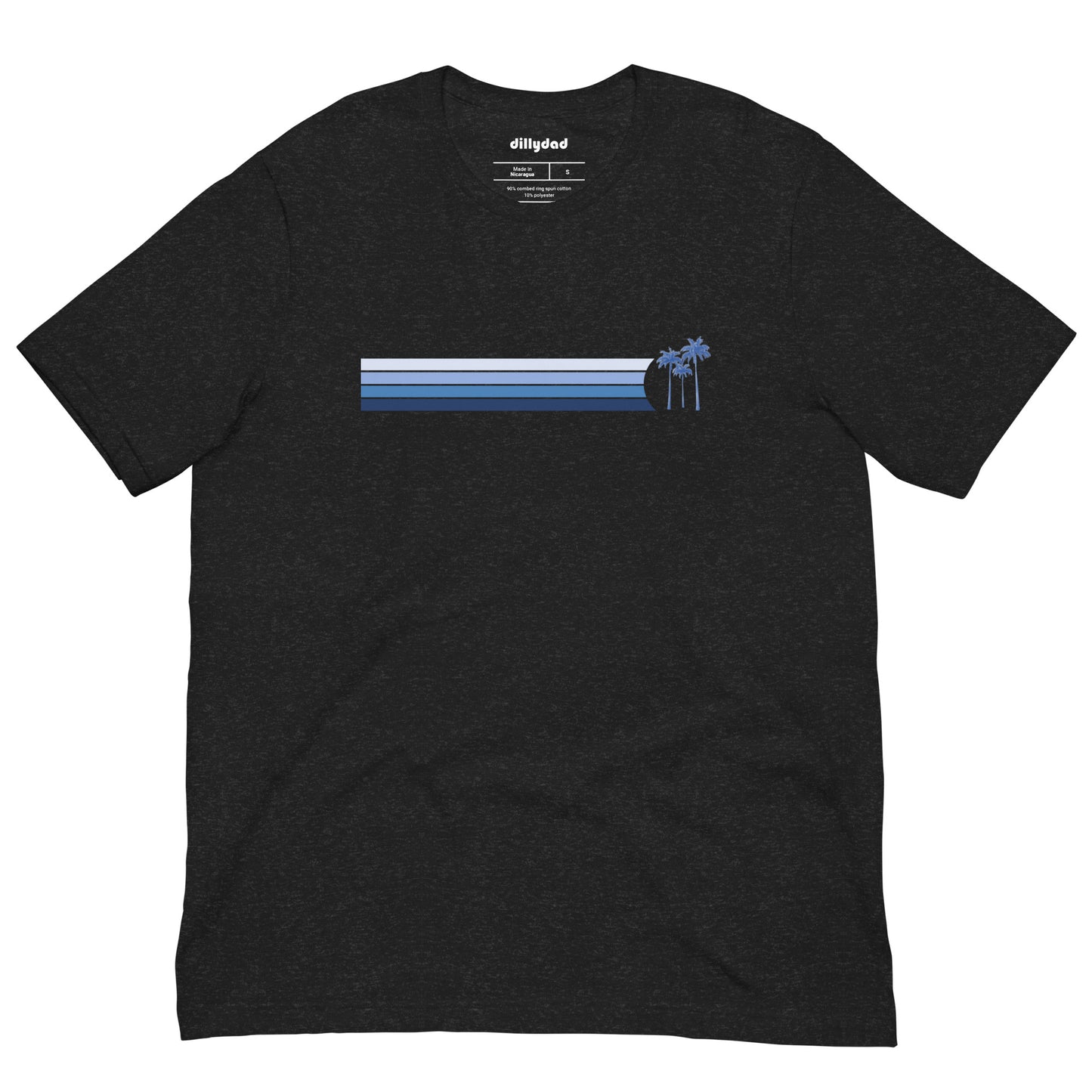 4 Line Blue Palm Tee || Black