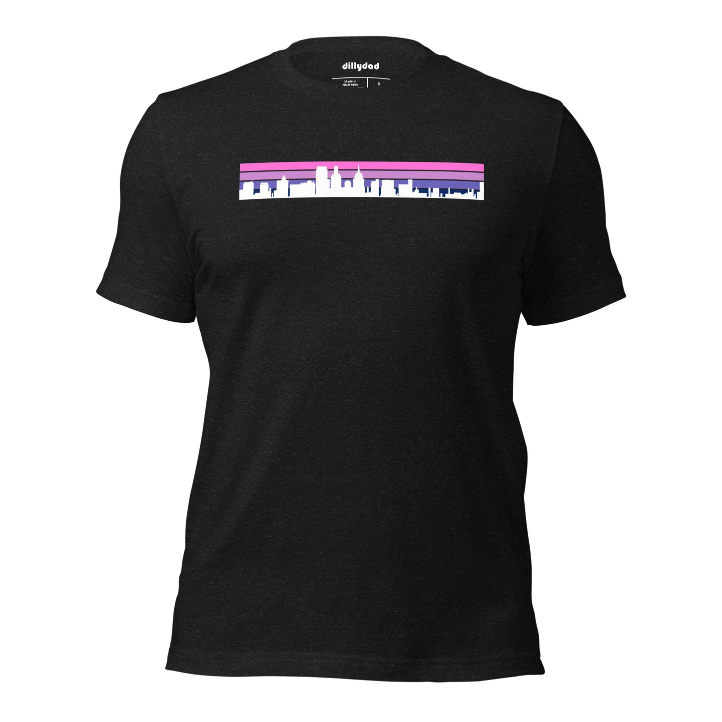 4 Line Pink City Tee || Black Heather