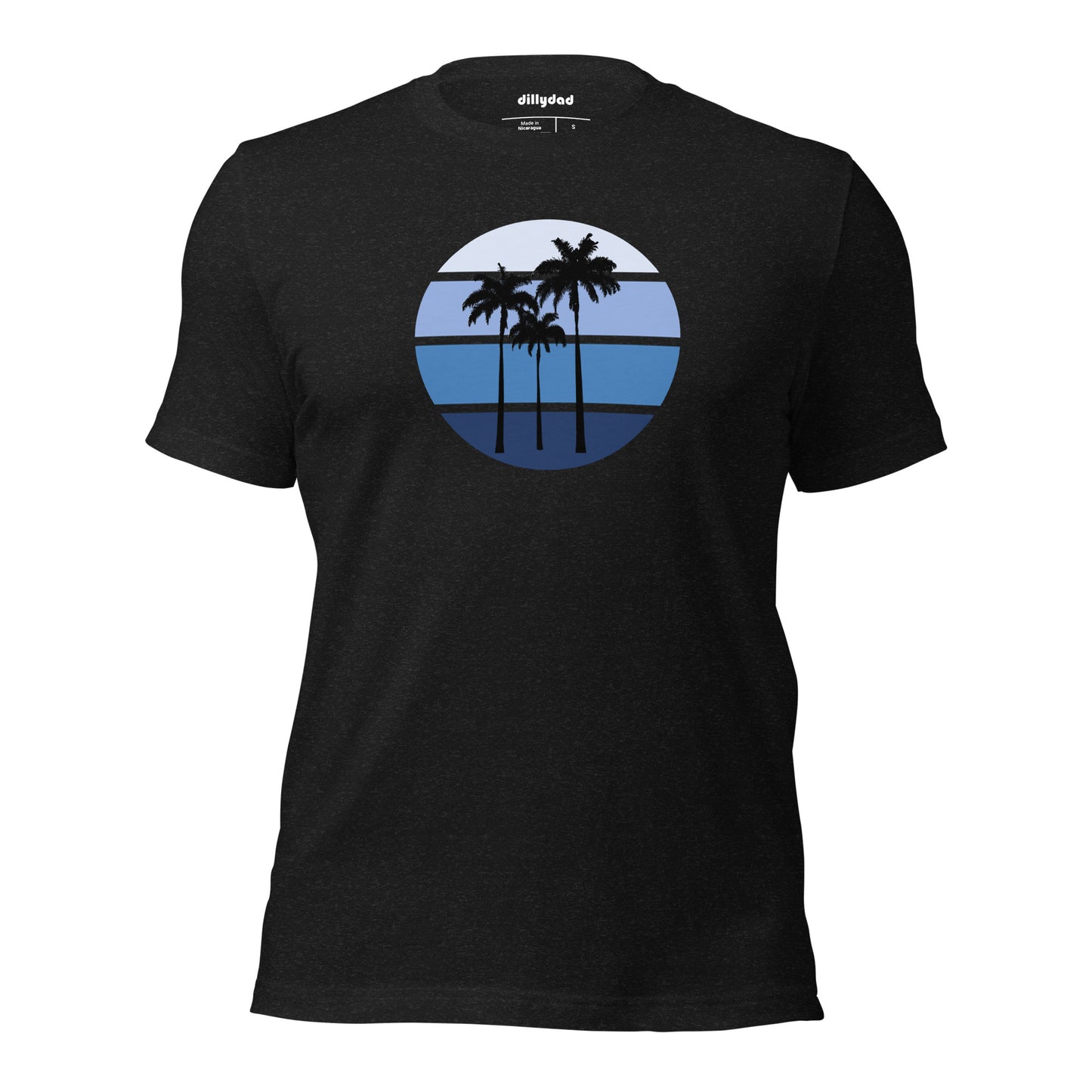 Blue Circle Palm Tee || Black Heather