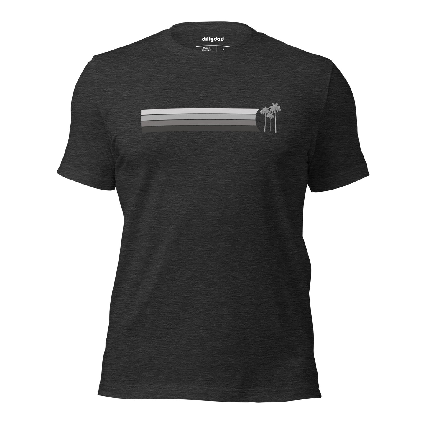 4 Line Grey Palm Tee || Dark Grey Heather