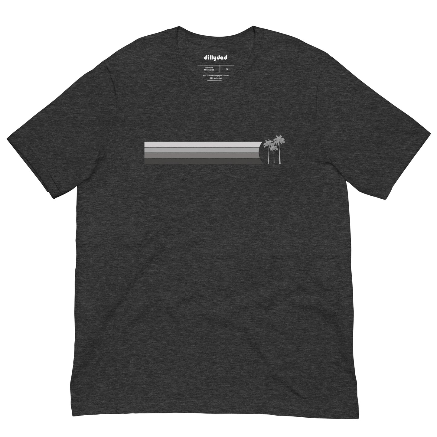 4 Line Grey Palm Tee || Dark Grey Heather