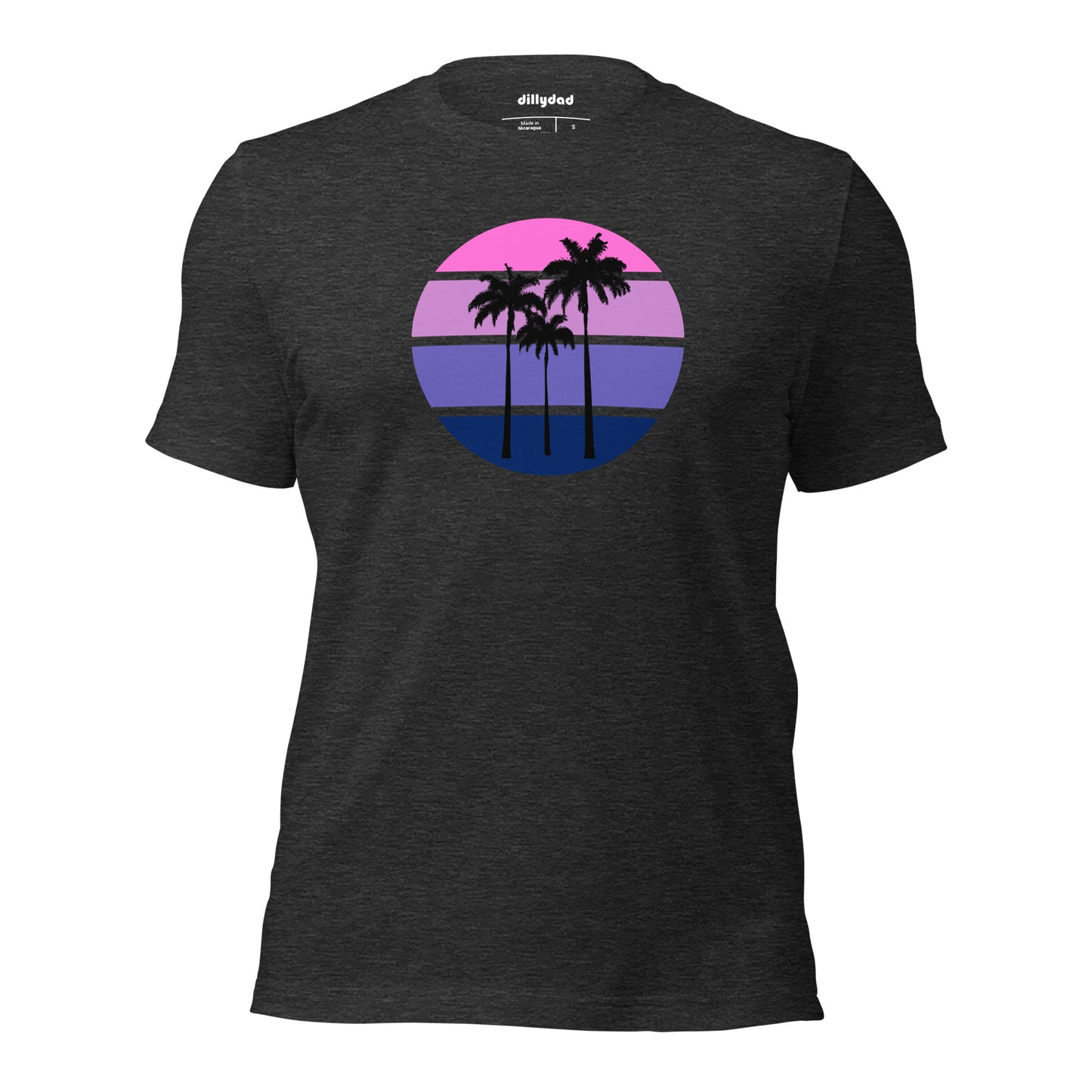 Pink Circle Palm Tee || Dark Grey Heather