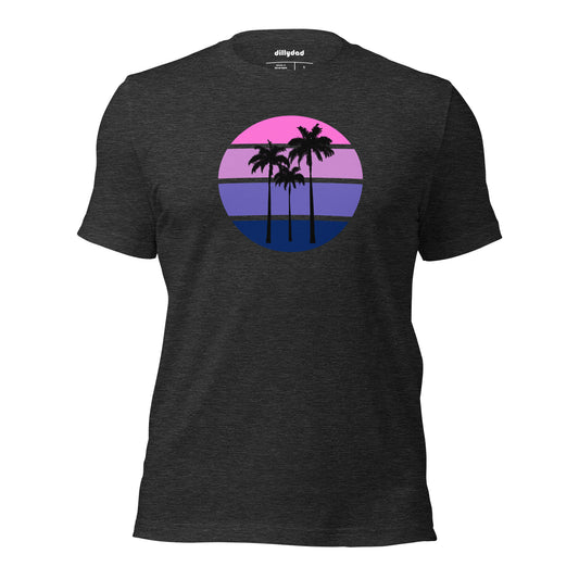 Pink Circle Palm Tee || Dark Grey Heather