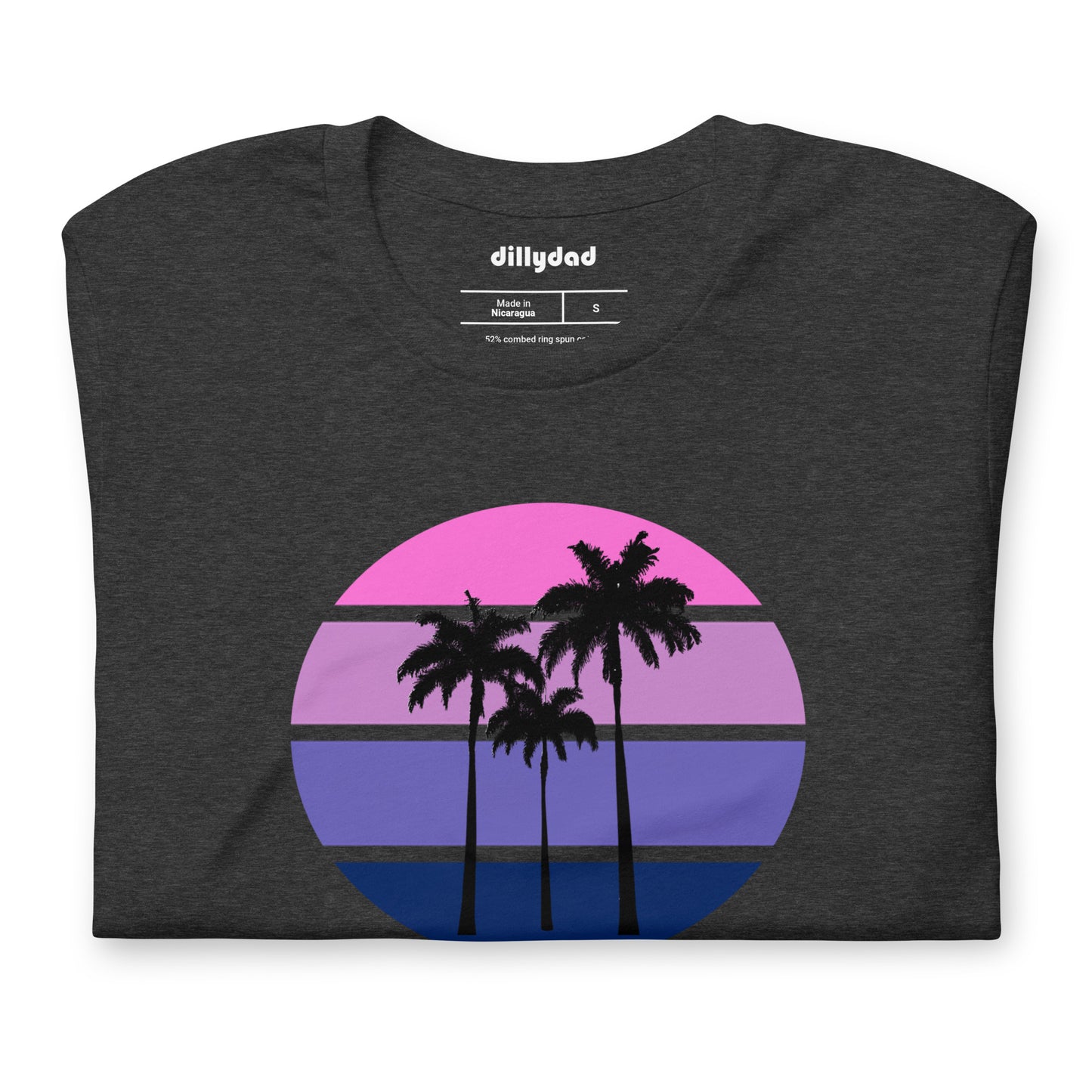 Pink Circle Palm Tee || Dark Grey Heather