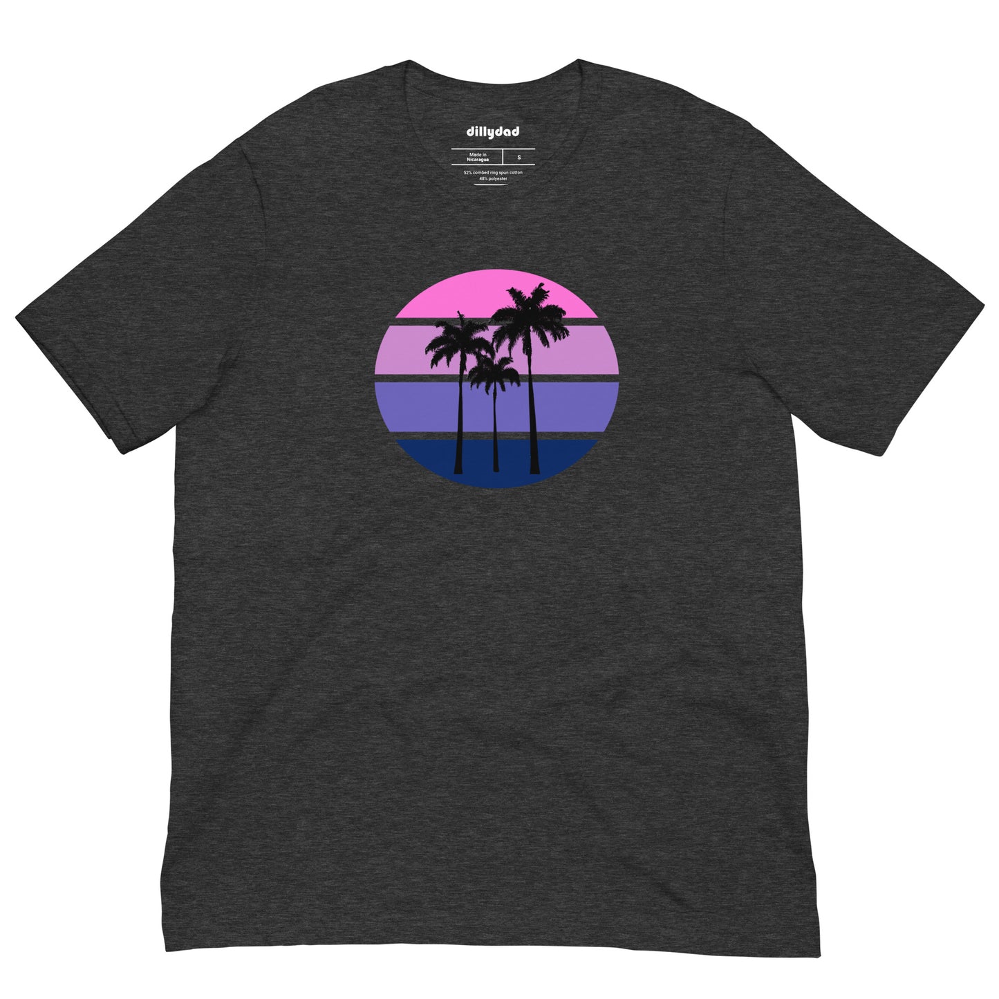 Pink Circle Palm Tee || Dark Grey Heather