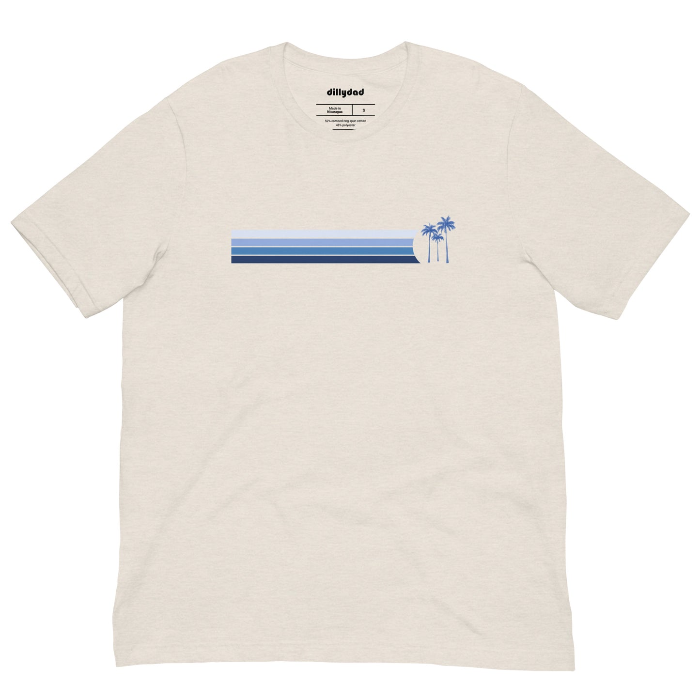 4 Line Blue Palm Tee || Heather Dust