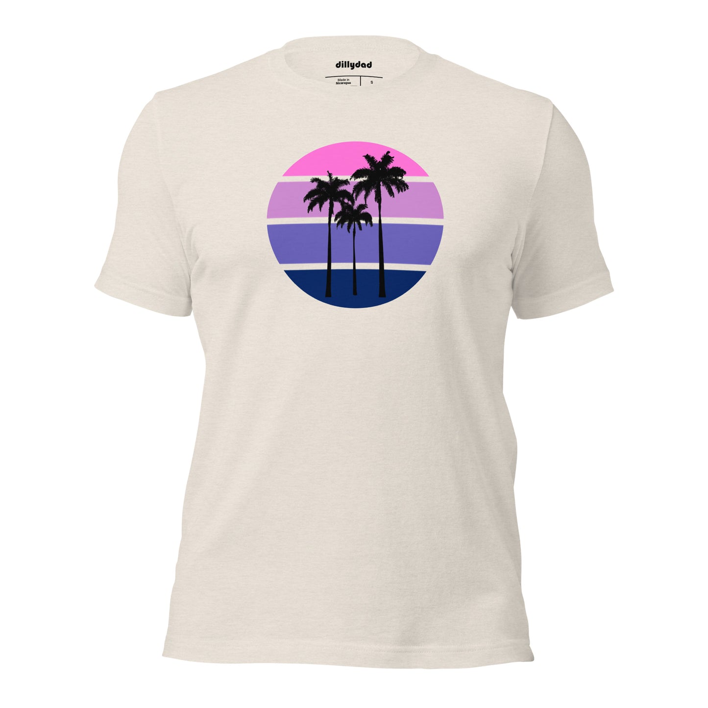 Pink Circle Palm Tee || Heather Dust