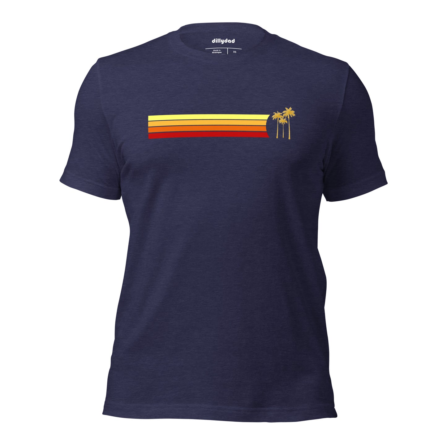 4 Line Gld Palm Tee || Midnight Navy Heather