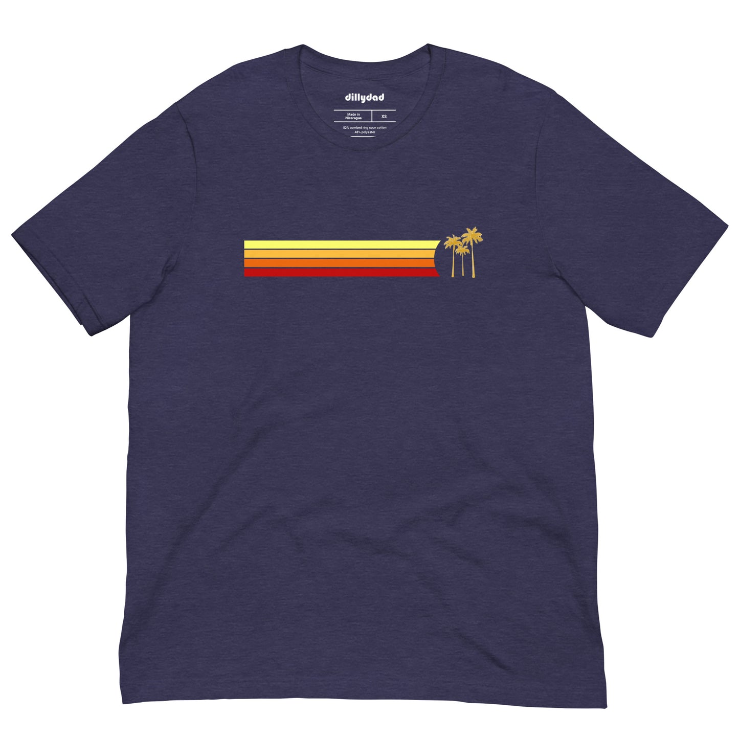 4 Line Gld Palm Tee || Midnight Navy Heather