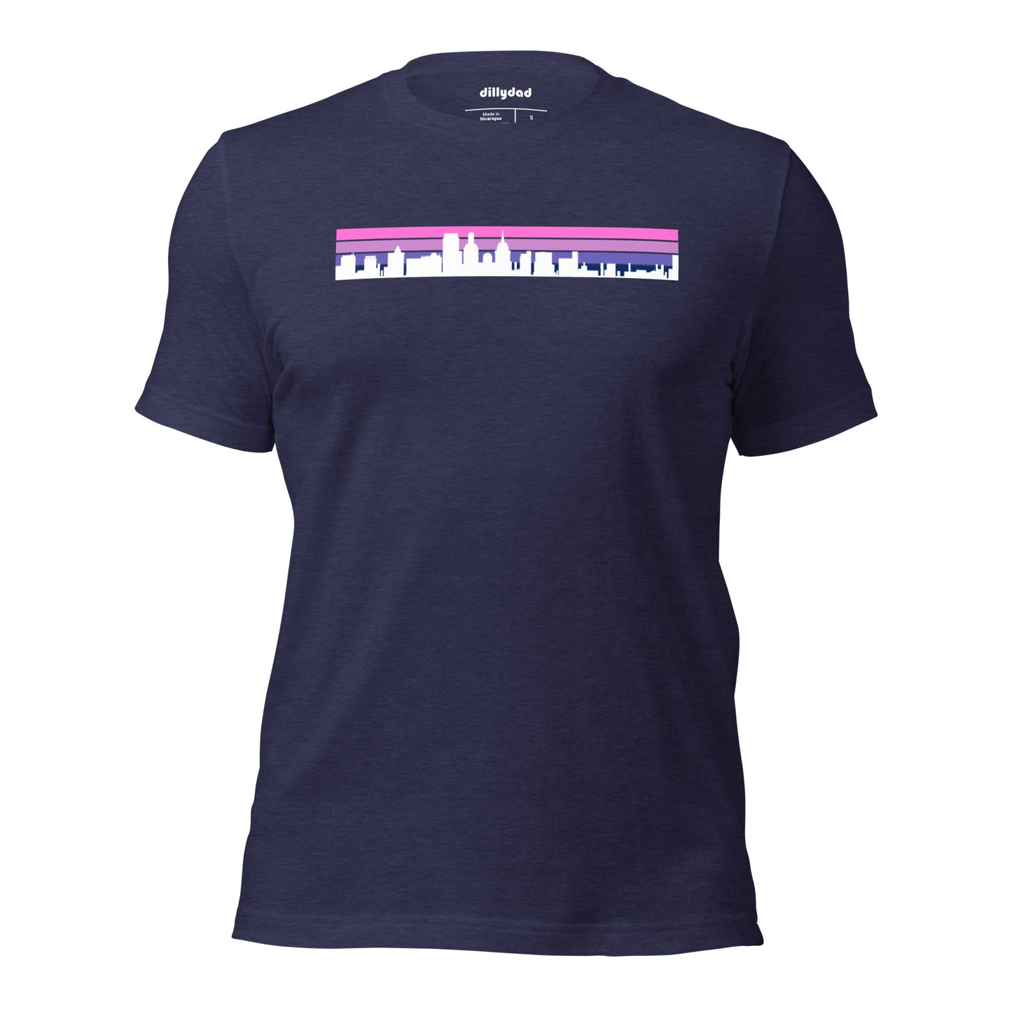 4 Line Pink City Tee || Heather Midnight Navy