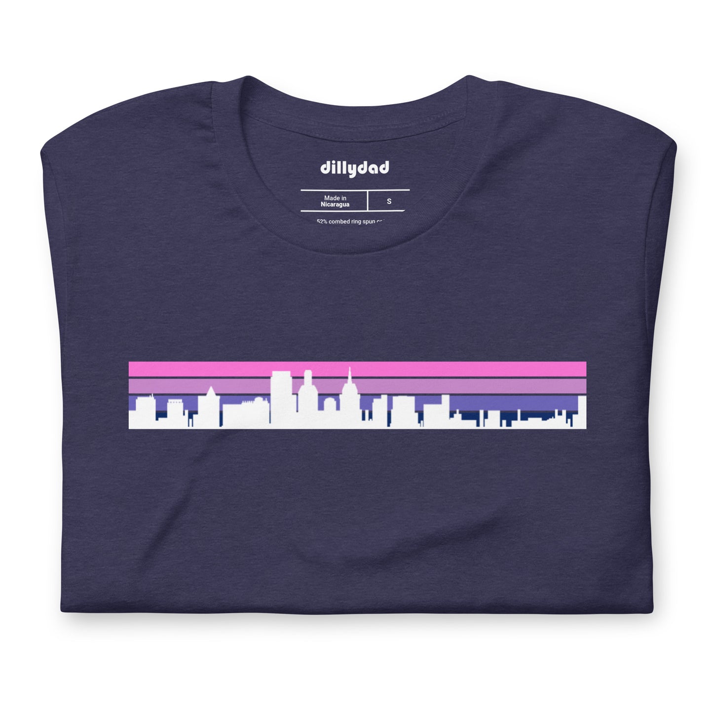 4 Line Pink City Tee || Heather Midnight Navy