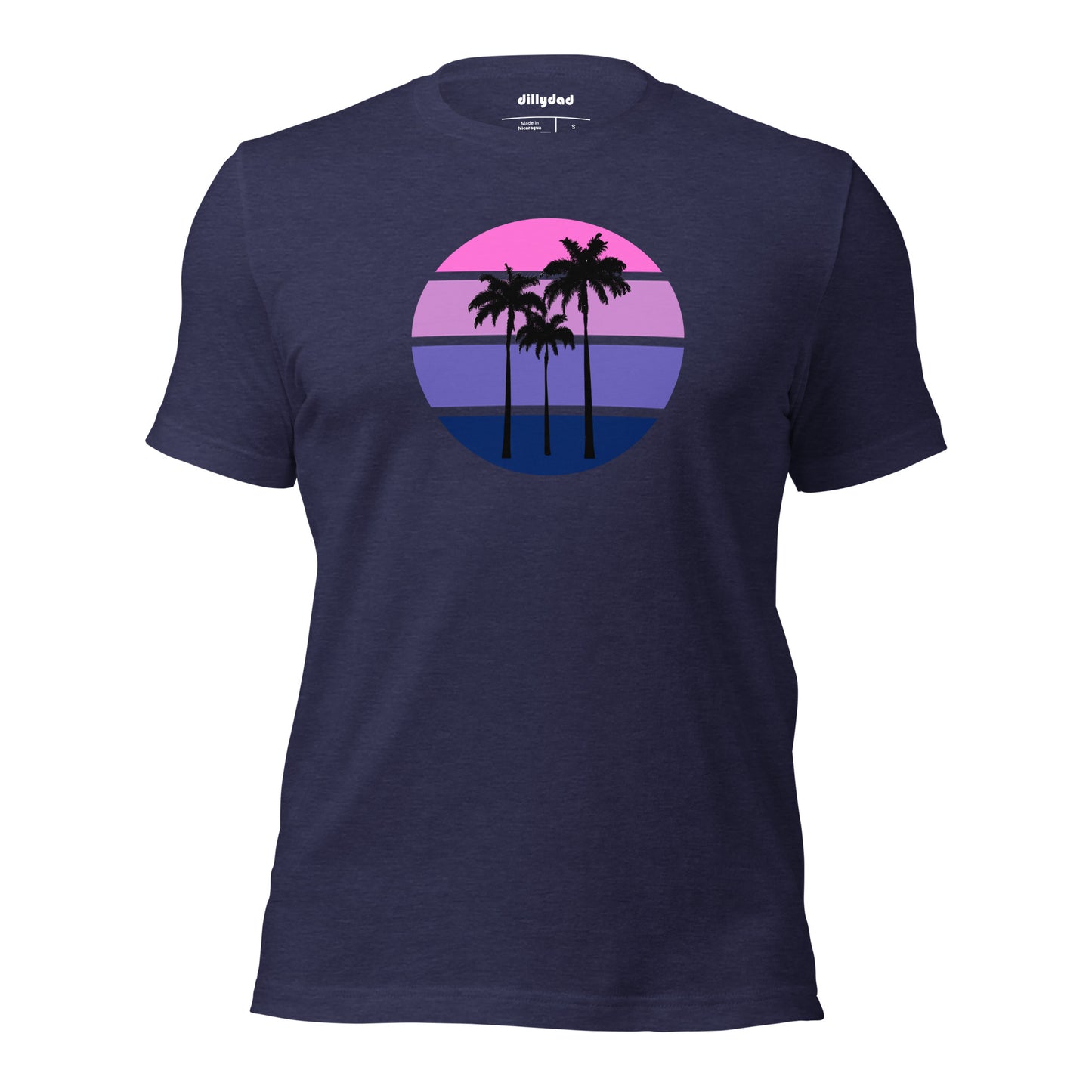 Pink Circle Palm Tee || Midnight Navy Heather