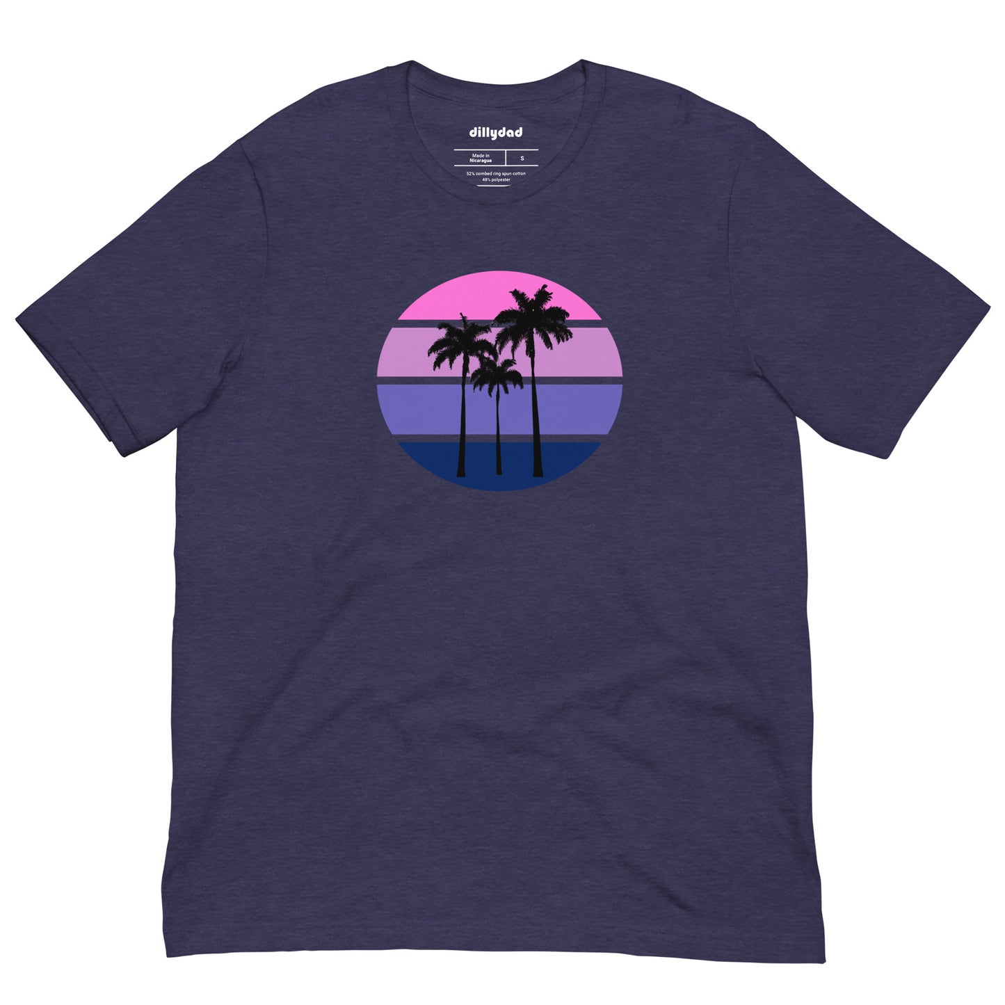 Pink Circle Palm Tee || Midnight Navy Heather