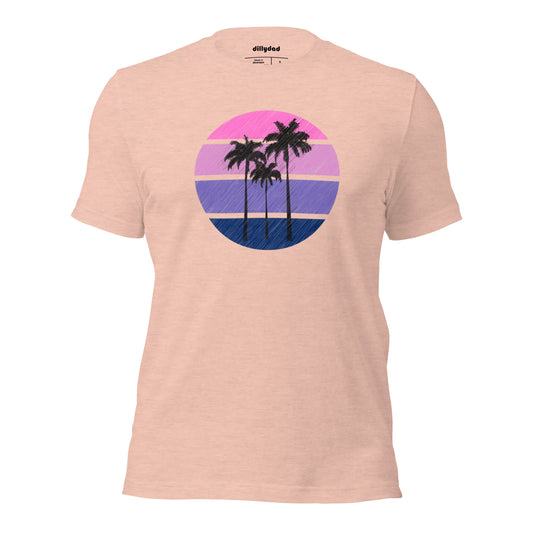 Pink Circle Palm Distressed Tee || Heather Beach