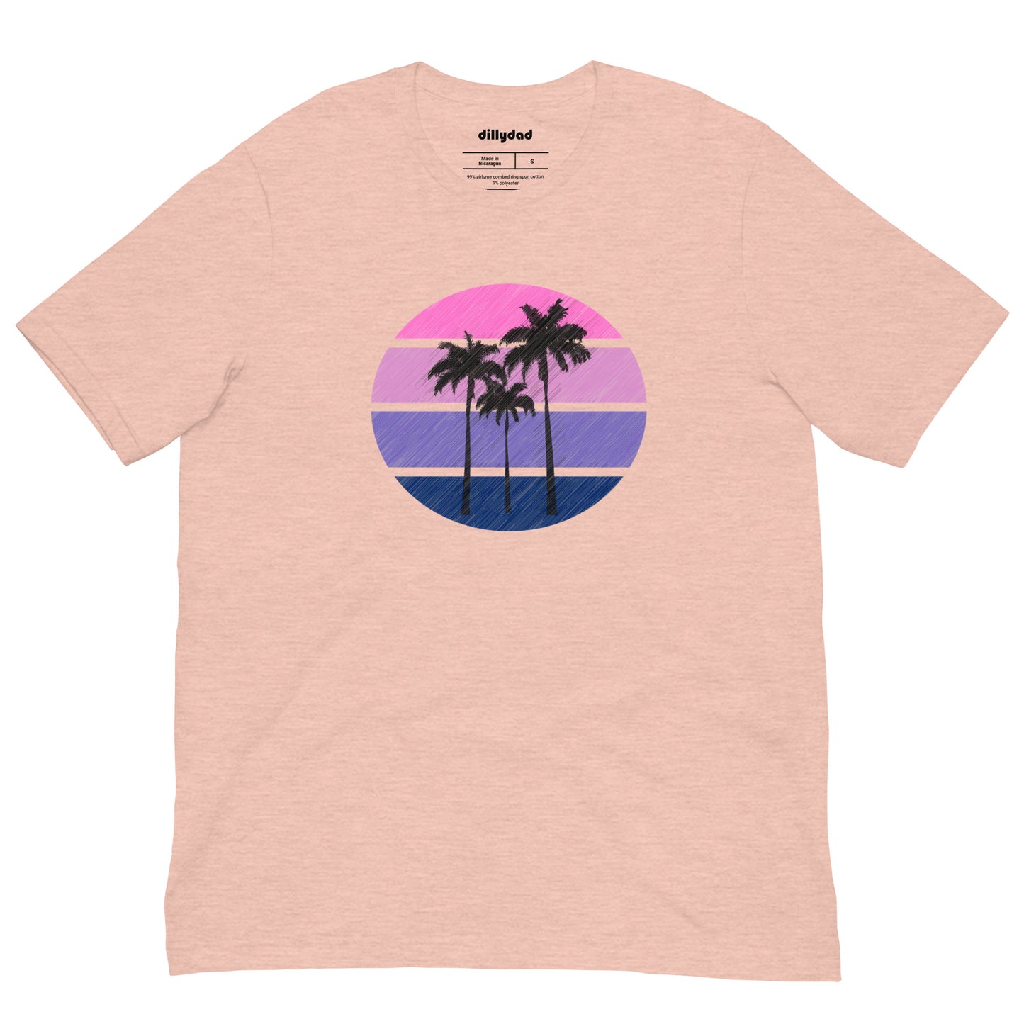 Pink Circle Palm Distressed Tee || Heather Beach