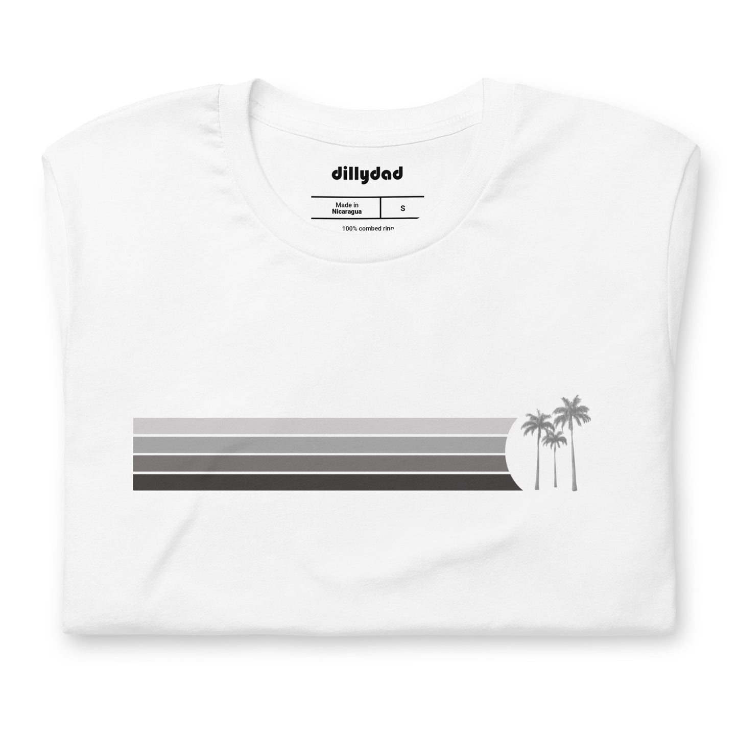 4 Line Grey Palm Tee || White