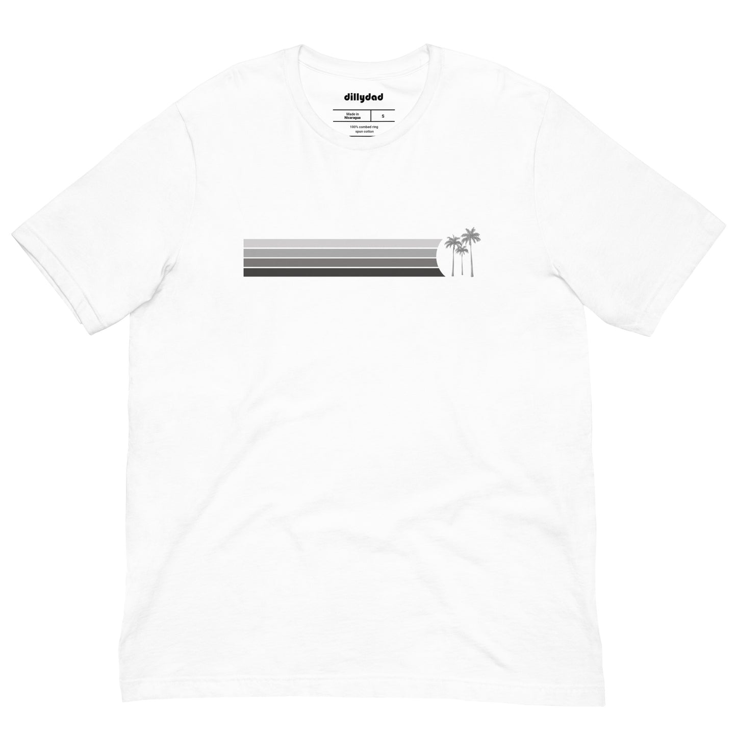 4 Line Grey Palm Tee || White