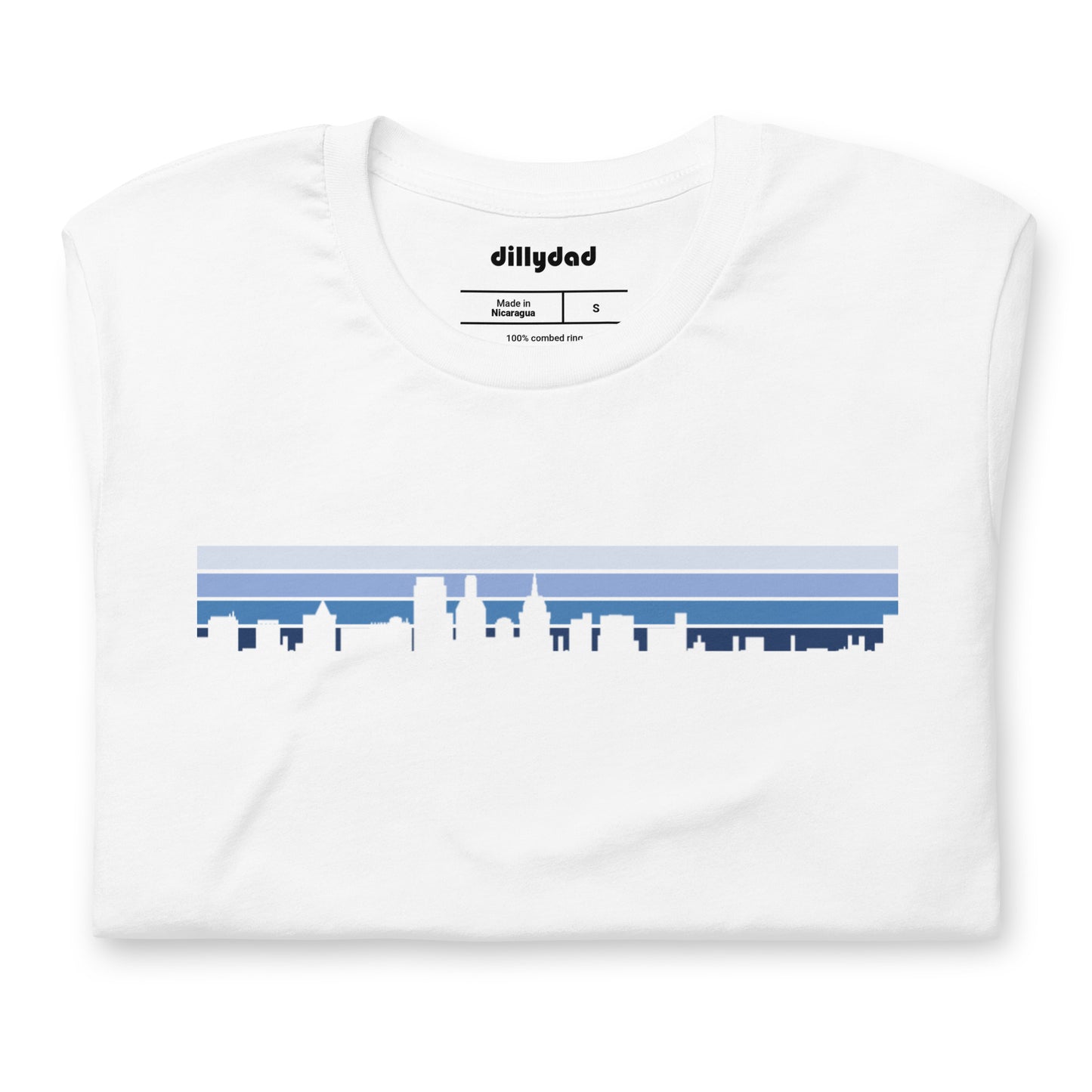 4 Line Blue City Tee || White