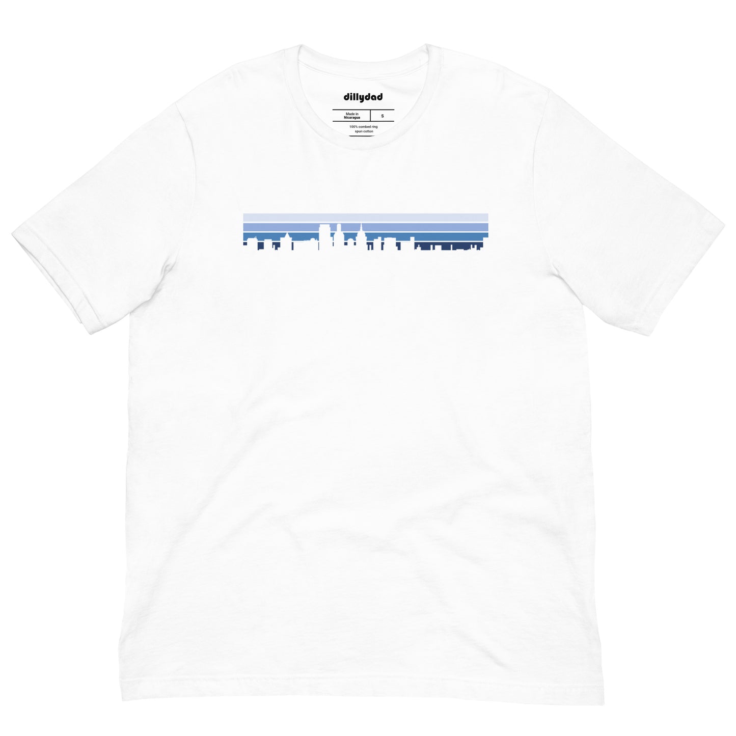 4 Line Blue City Tee || White